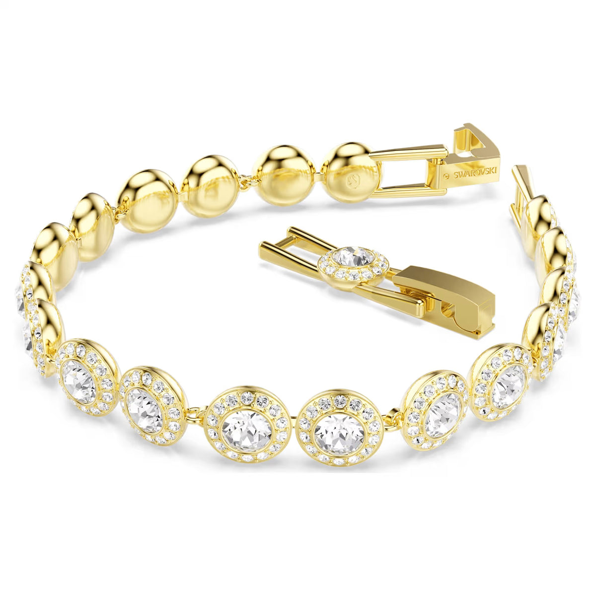Swarovski Una Angelic Round cut, Pavé, Medium, White, 18K gold finish Bracelet