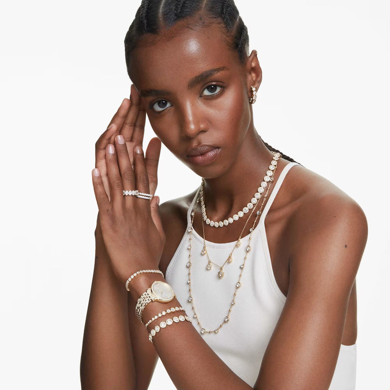 Swarovski Una Angelic Round cut, Pavé, Medium, White, 18K gold finish Bracelet