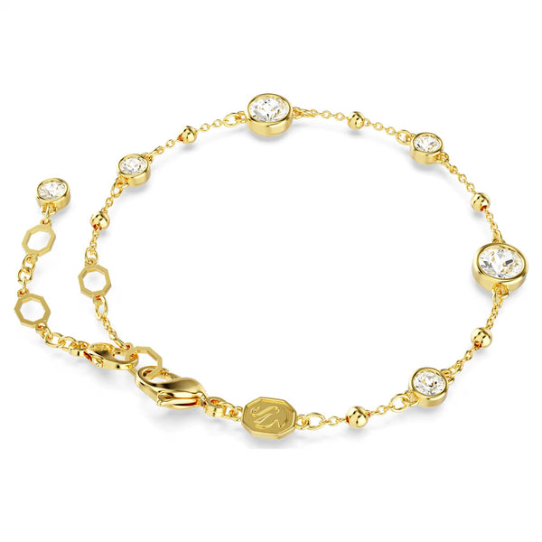 Swarovski Imber Round cut, Scattered design, White, 18K gold finish Bracelet