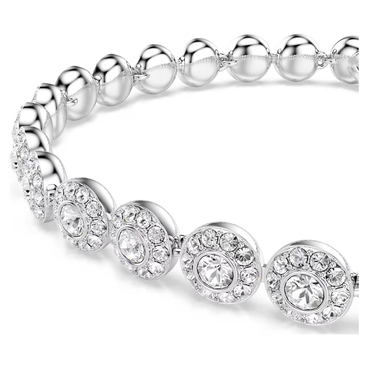 Swarovski Una Angelic Round cut, Small, White, Rhodium plated Bracelet