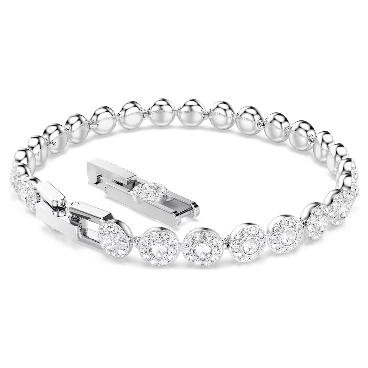 Swarovski Una Angelic Round cut, Small, White, Rhodium plated Bracelet