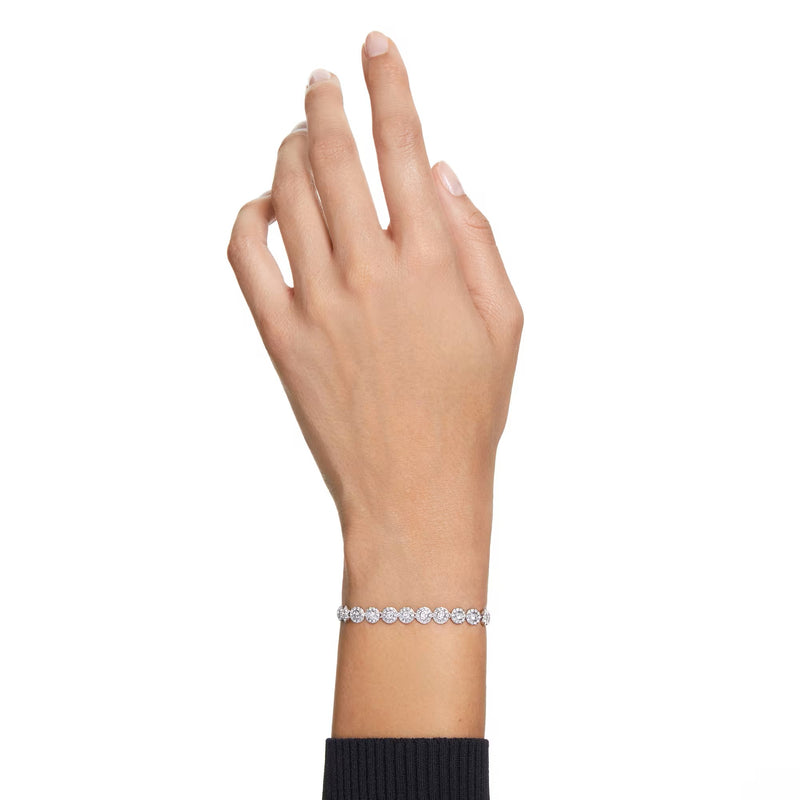 Swarovski Una Angelic Round cut, Small, White, Rhodium plated Bracelet