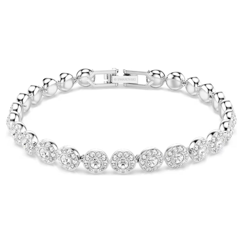 Swarovski Una Angelic Round cut, Small, White, Rhodium plated Bracelet