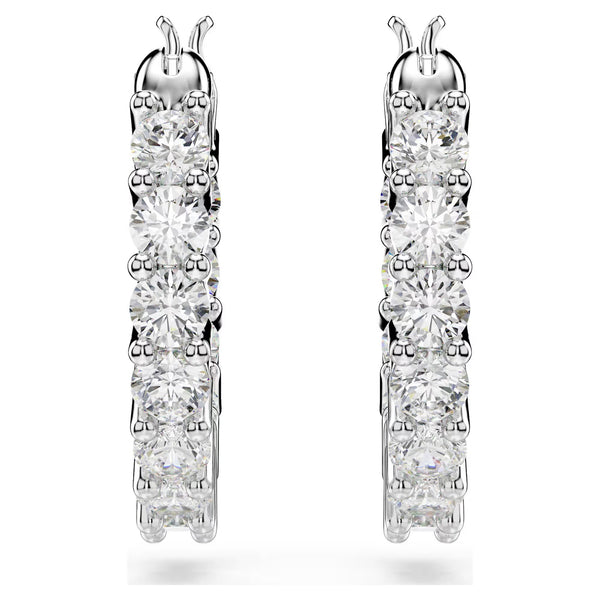 Swarovski Matrix Vittore Round cut, White, Rhodium plated Hoop Earrings