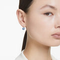 Swarovski Bella V Round cut, Blue, Rhodium plated Drop Earrings