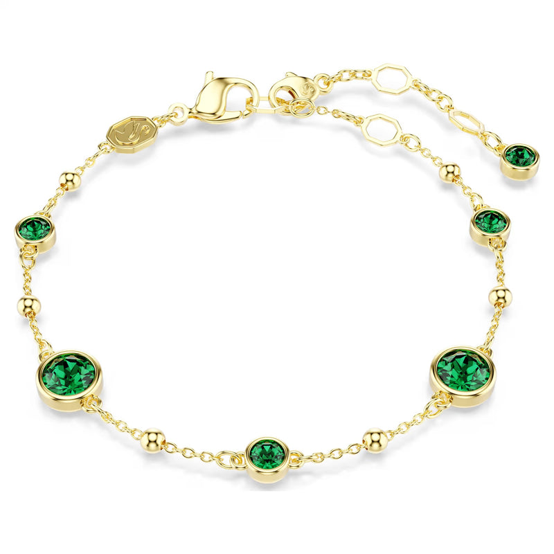Swarovski Imber Round cut, Green, 18K gold finish Bracelet