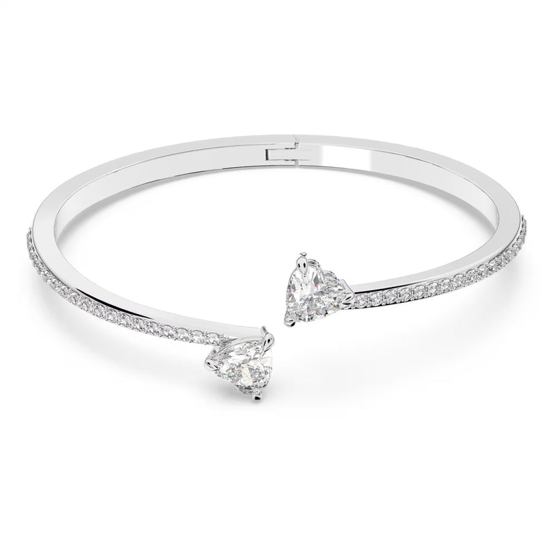Swarovski Mesmera Heart, White, Rhodium plated Bangle