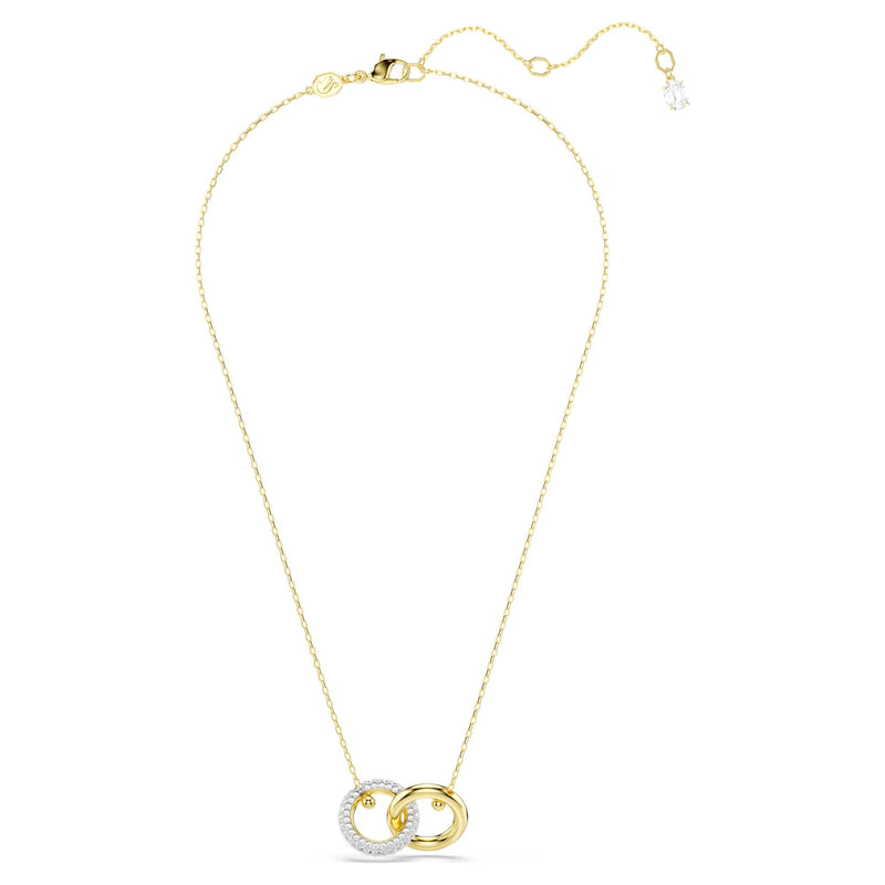 Swarovski Dextera Interlocking loop, White, 18K gold finish Pendant