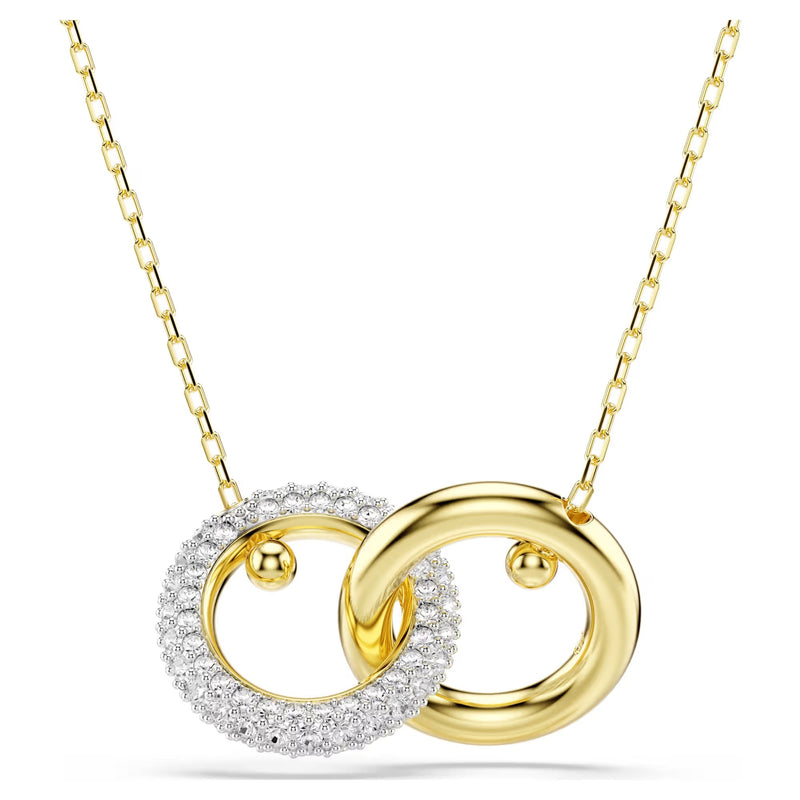 Swarovski Dextera Interlocking loop, White, 18K gold finish Pendant