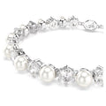 Swarovski Matrix Crystal pearl, Round cut, White, Rhodium plated Tennis Bracelet