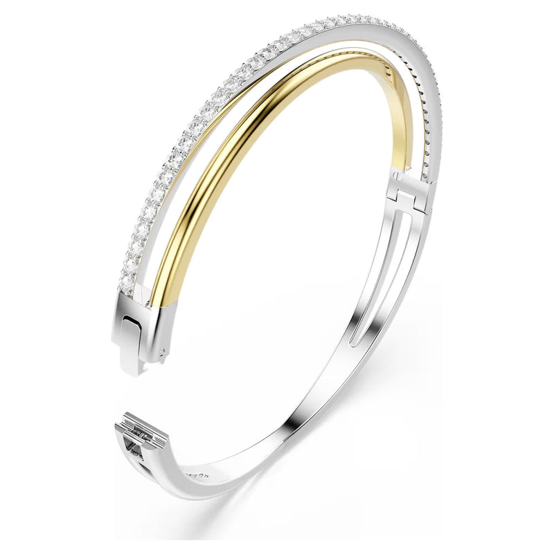 Swarovski Hyperbola Round cut, White, Mixed metal finish Bangle