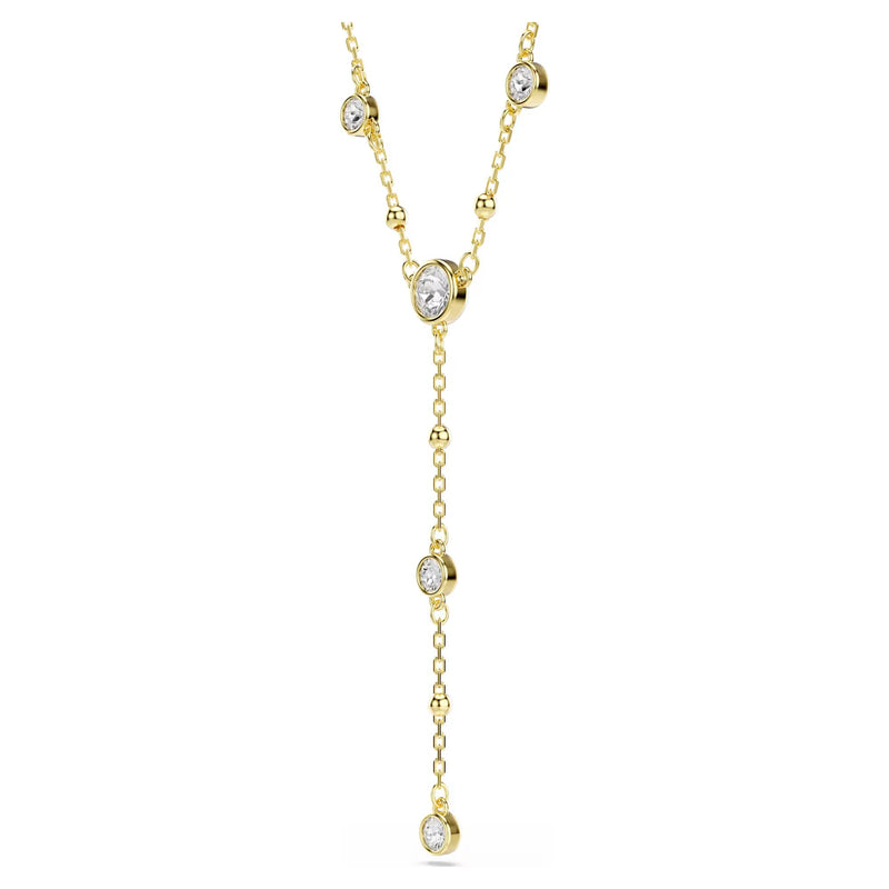 Swarovski Imber Round cut, White, 18K gold finish Y Necklace