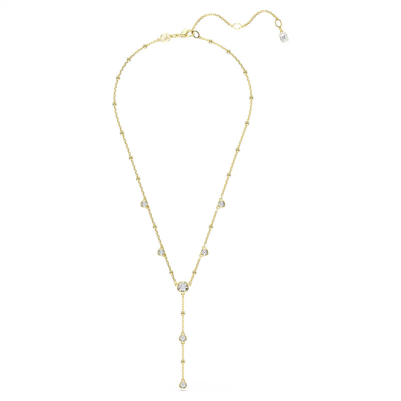 Swarovski Imber Round cut, White, 18K gold finish Y Necklace