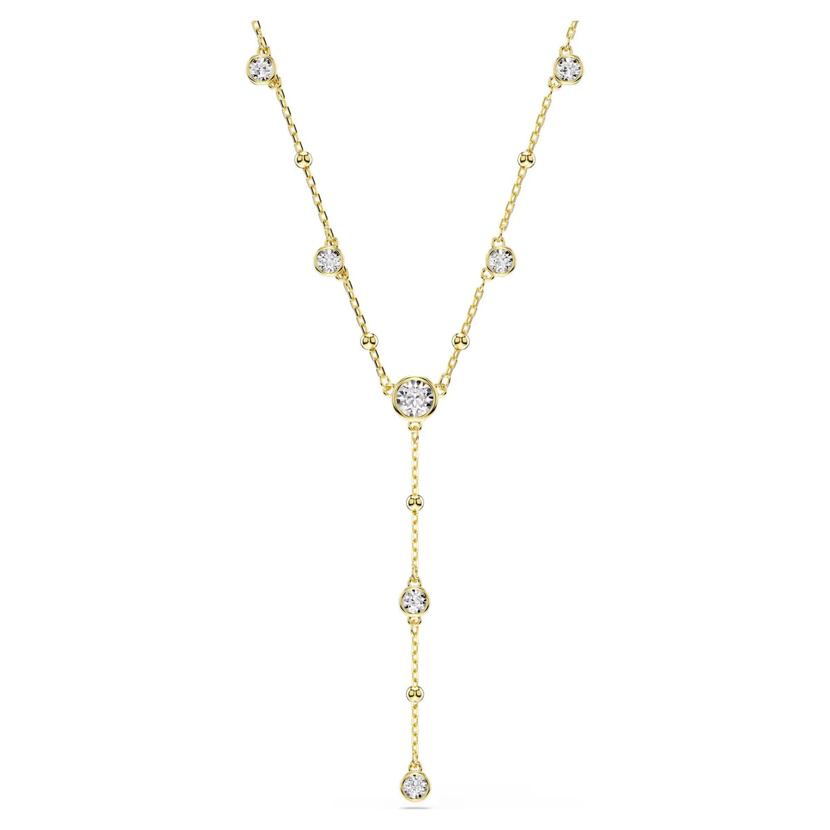 Swarovski Imber Round cut, White, 18K gold finish Y Necklace