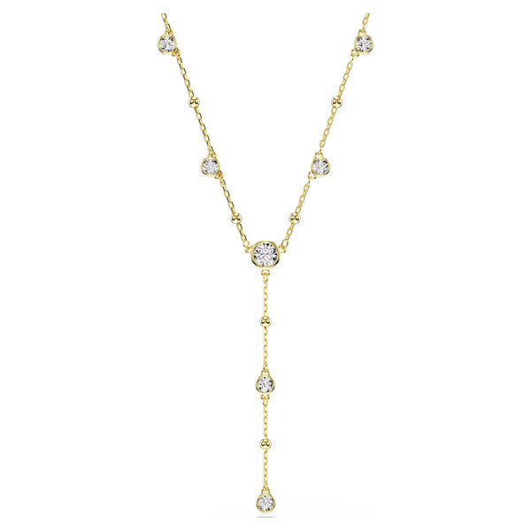 Swarovski Imber Round cut, White, 18K gold finish Y Necklace