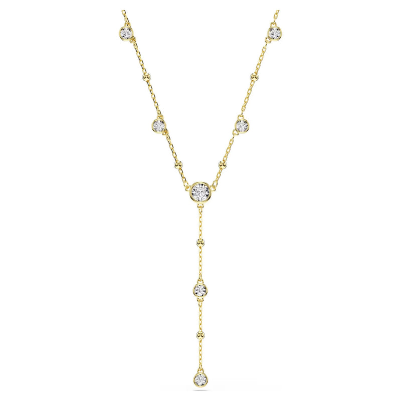 Swarovski Imber Round cut, White, 18K gold finish Y Necklace