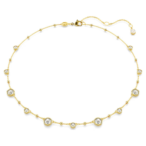 Swarovski Imber Round cut, Scattered design, White, 18K gold finish Necklace