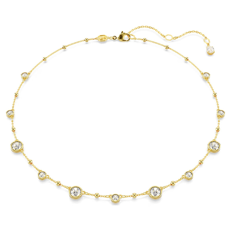 Swarovski Imber Round cut, Scattered design, White, 18K gold finish Necklace