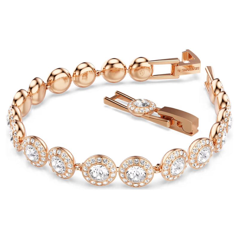 Swarovski Una Angelic Round cut, Pavé, Medium, White, 18K rose gold finish Bracelet