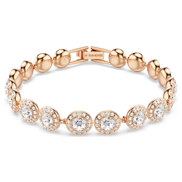 Swarovski Una Angelic Round cut, Pavé, Medium, White, 18K rose gold finish Bracelet