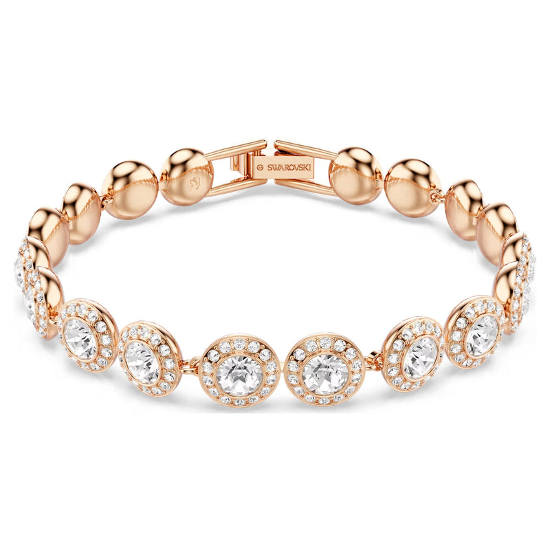 Swarovski Una Angelic Round cut, Pavé, Medium, White, 18K rose gold finish Bracelet