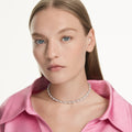 Swarovski Matrix Crystal pearl, Round cut, White, Rhodium plated Tennis Necklace