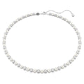 Swarovski Matrix Crystal pearl, Round cut, White, Rhodium plated Tennis Necklace