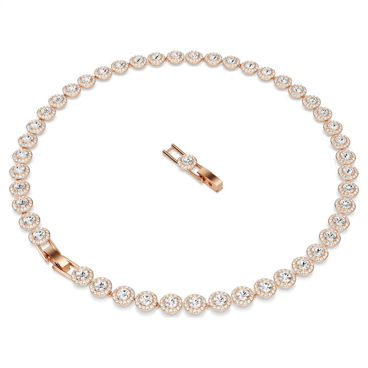 Swarovski Una Angelic Round cut, Medium, White, 18K rose gold finish Necklace