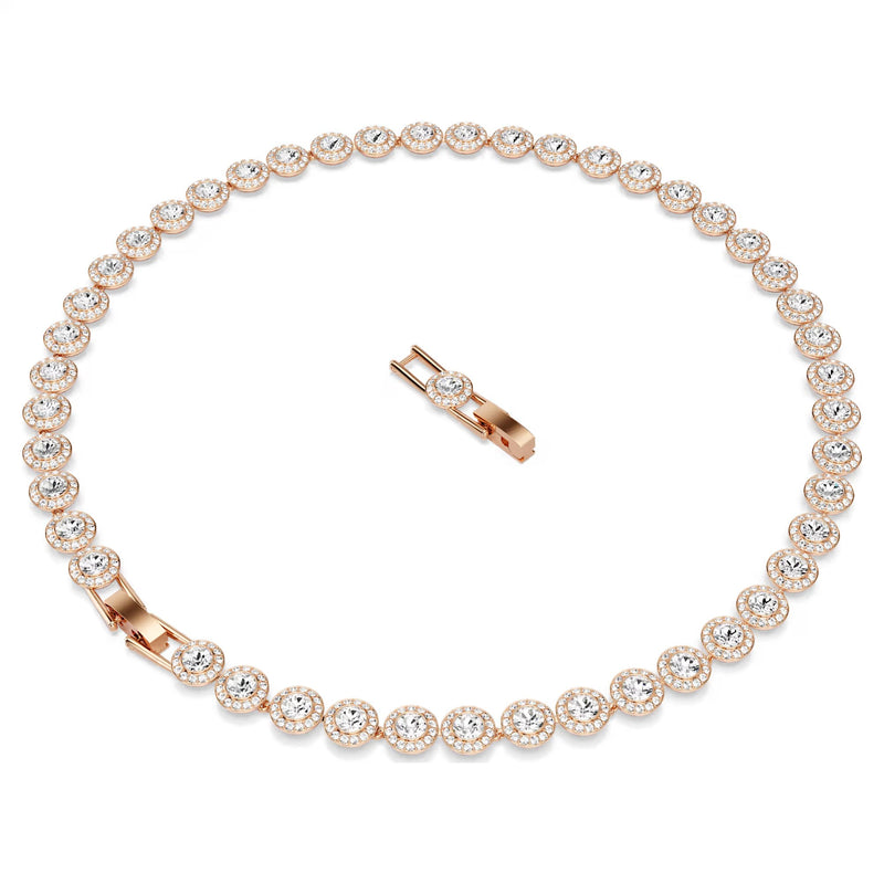 Swarovski Una Angelic Round cut, Medium, White, 18K rose gold finish Necklace