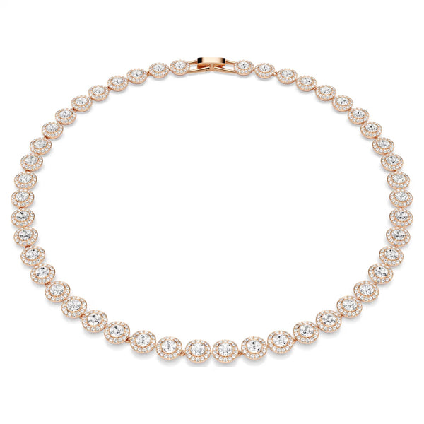 Swarovski Una Angelic Round cut, Medium, White, 18K rose gold finish Necklace