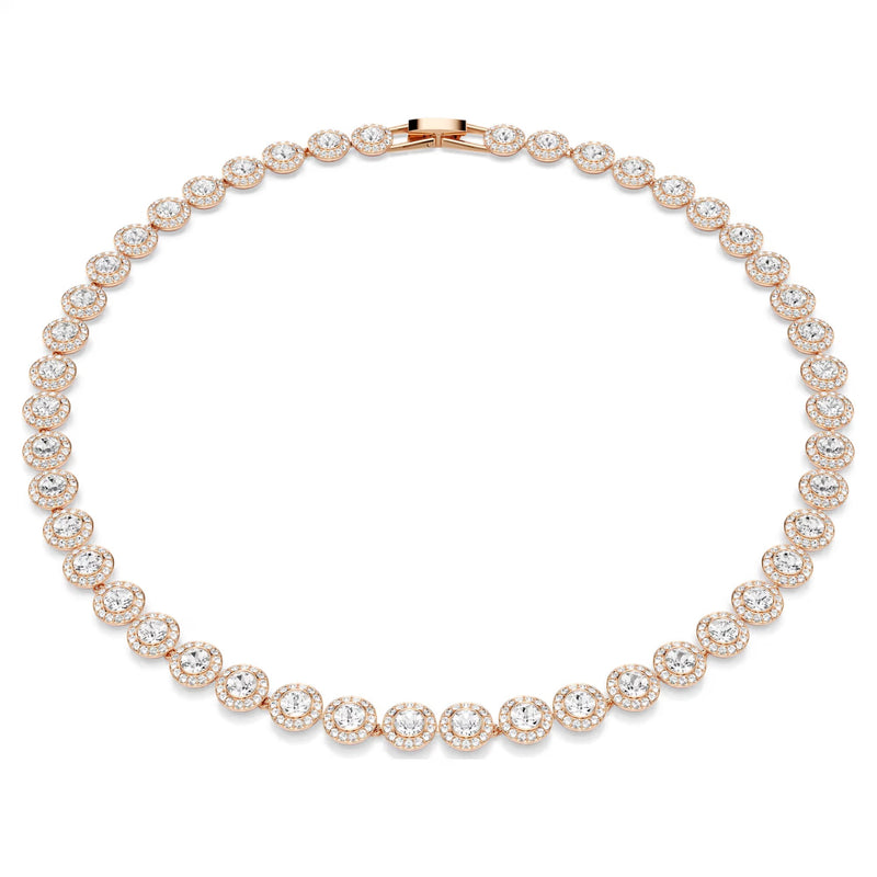Swarovski Una Angelic Round cut, Medium, White, 18K rose gold finish Necklace