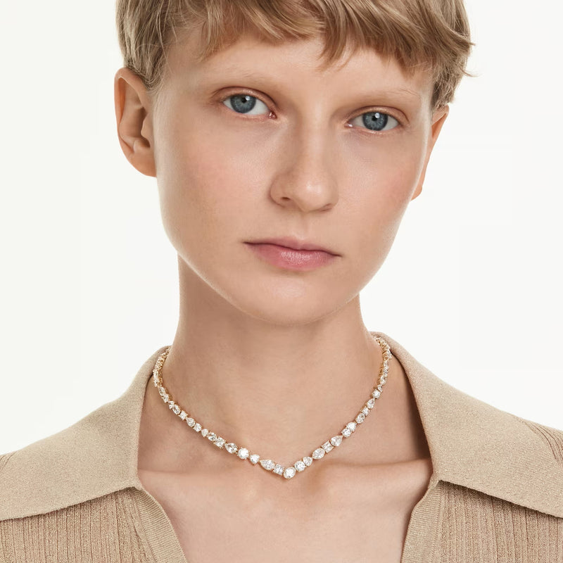 Swarovski Mesmera Mixed cuts, White, 18K gold finish Necklace