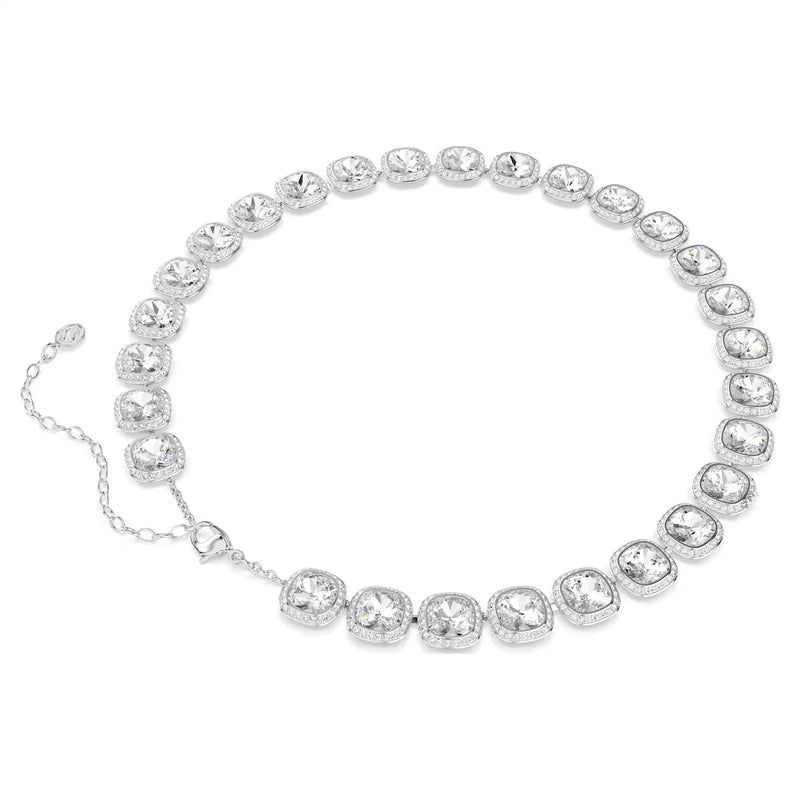 Swarovski Una Angelic Cushion cut, White, Rhodium plated Necklace