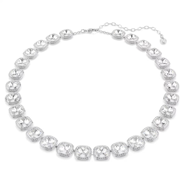 Swarovski Una Angelic Cushion cut, White, Rhodium plated Necklace