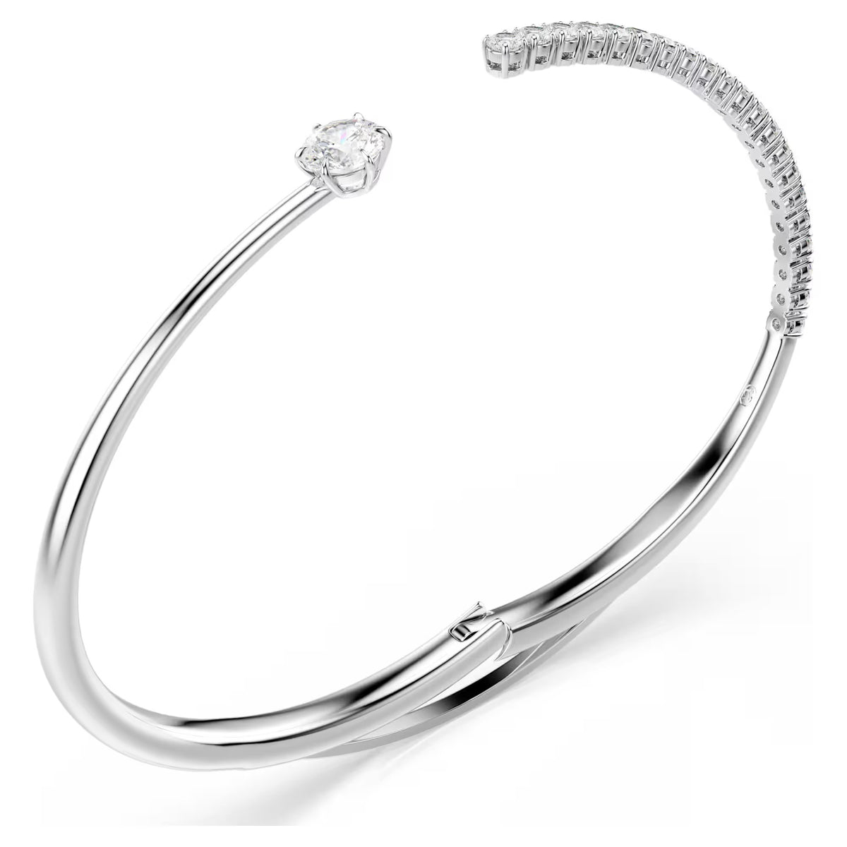 Swarovski Matrix Round cut, White, Rhodium plated Bangle