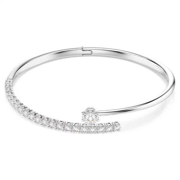 Swarovski Matrix Round cut, White, Rhodium plated Bangle