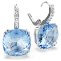 Swarovski Millenia Cushion cut, Blue, Rhodium plated Drop Earrings