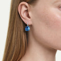 Swarovski Millenia Cushion cut, Blue, Rhodium plated Drop Earrings