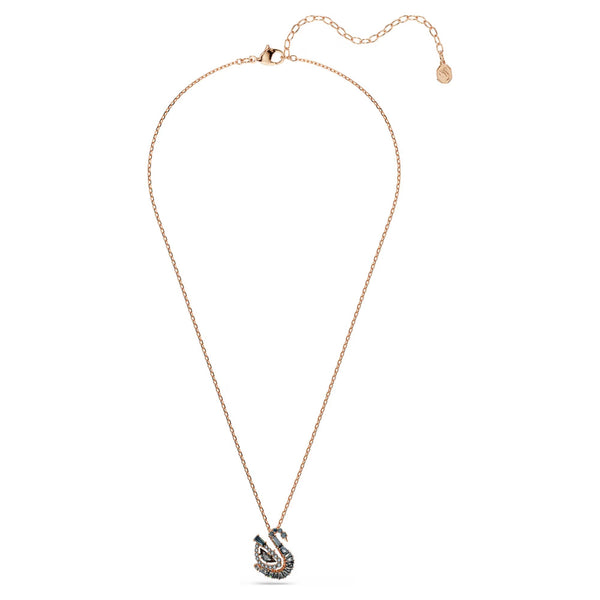 Swarovski Swan Mixed cuts, Swan, Black, 18K rose gold finish Pendant
