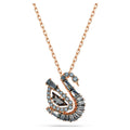 Swarovski Swan Mixed cuts, Swan, Black, 18K rose gold finish Pendant