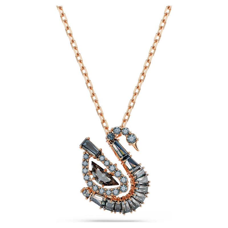 Swarovski Swan Mixed cuts, Swan, Black, 18K rose gold finish Pendant