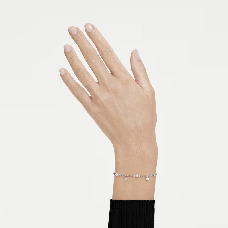 Swarovski Imber Crystal pearl, Round cut, White, Rhodium plated Bracelet