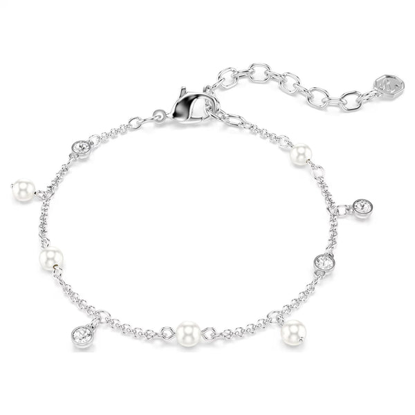Swarovski Imber Crystal pearl, Round cut, White, Rhodium plated Bracelet