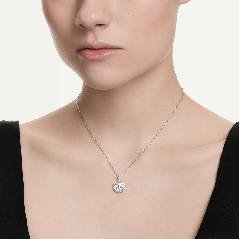 Swarovski Una Angelic Cushion cut, White, Rhodium plated Pendant