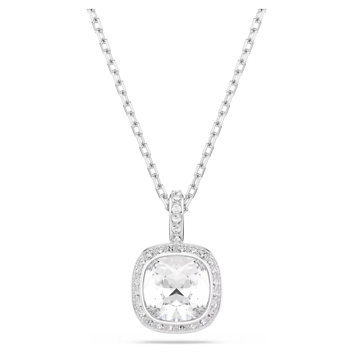 Swarovski Una Angelic Cushion cut, White, Rhodium plated Pendant