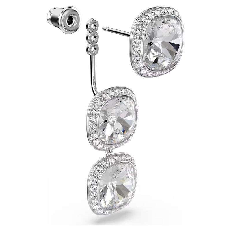 Swarovski Una Angelic Cushion cut, White, Rhodium plated earrings