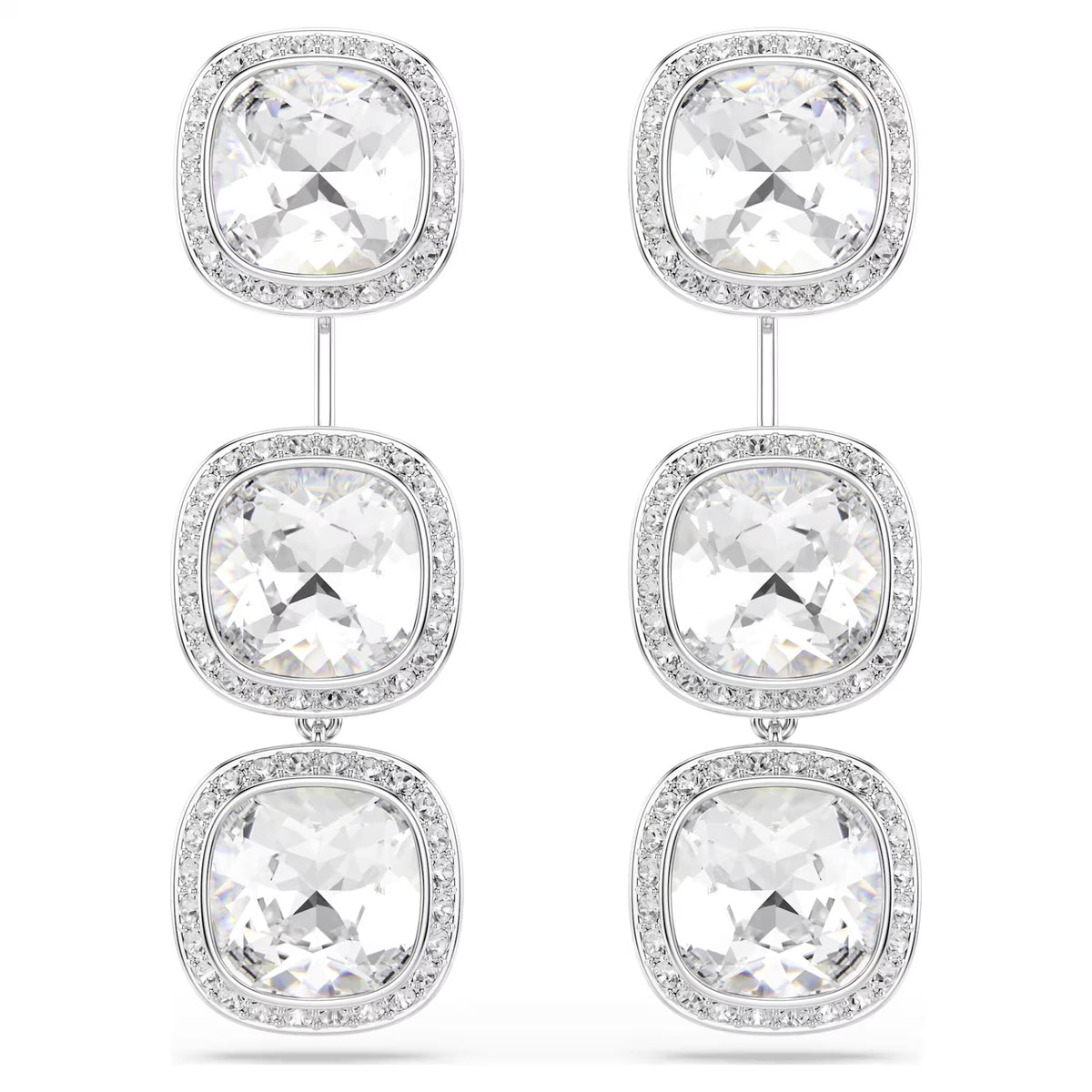 Swarovski Una Angelic Cushion cut, White, Rhodium plated earrings