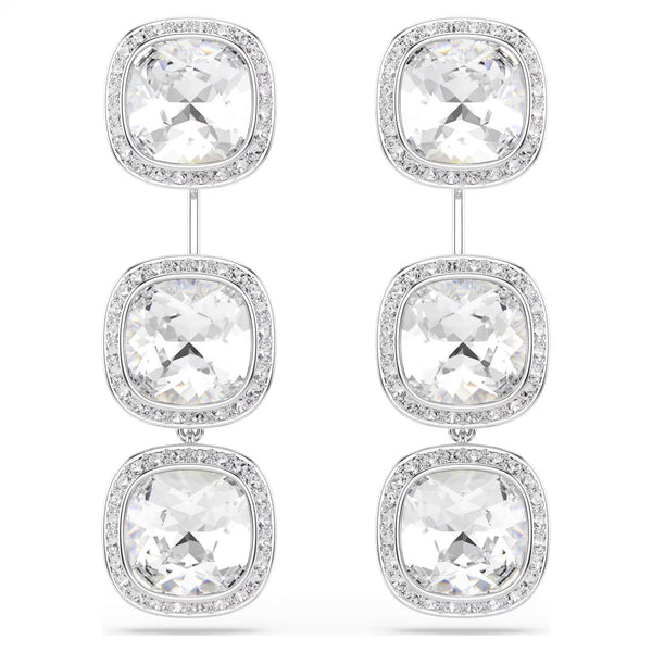 Swarovski Una Angelic Cushion cut, White, Rhodium plated earrings