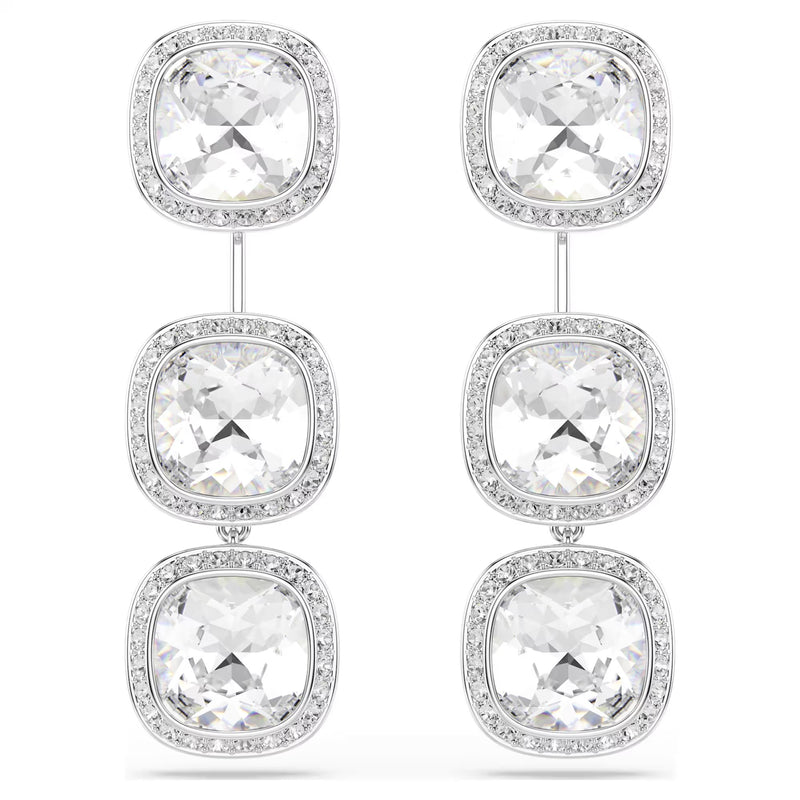 Swarovski Una Angelic Cushion cut, White, Rhodium plated earrings