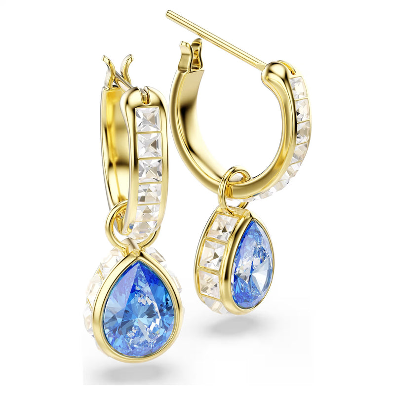 Swarovski Chroma Pear cut, Blue, 18K gold finish Drop Earrings